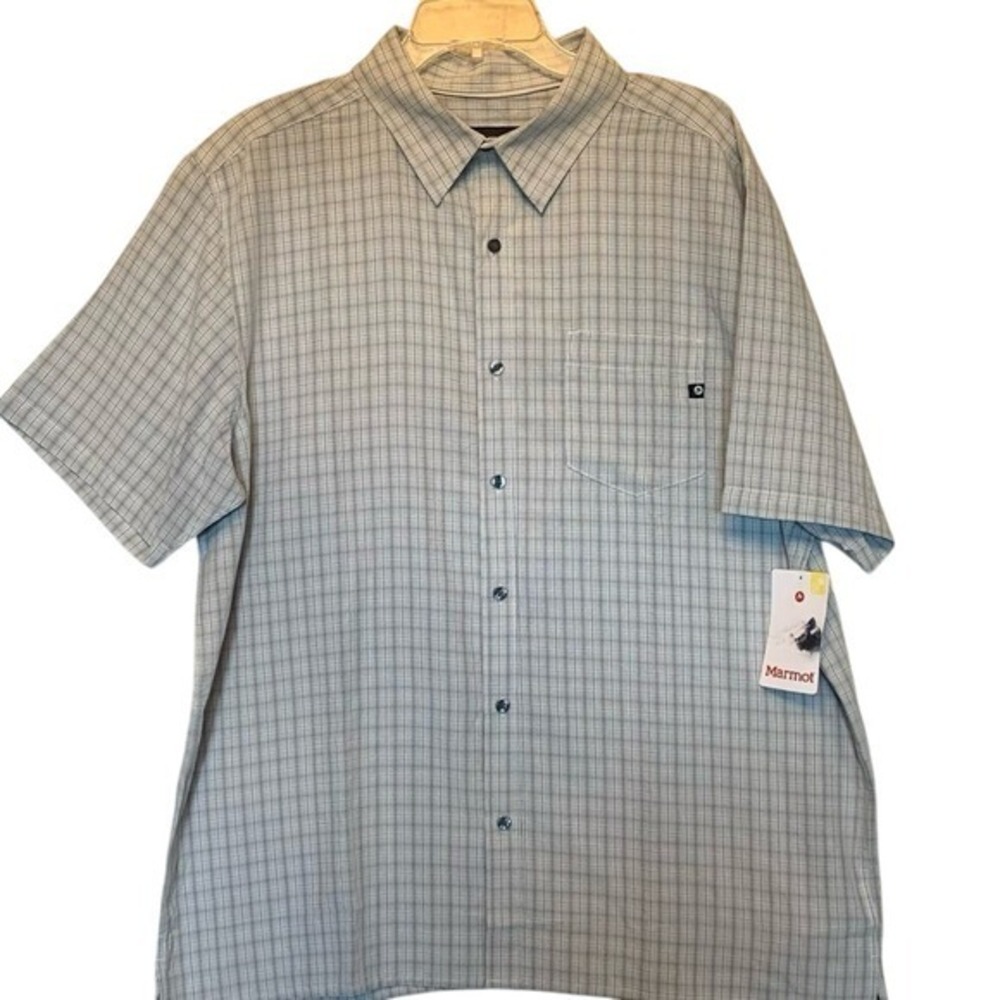 Marmot Mens Plaid Short Sleeve Button Up Shirt Outdoors Casual gorpcore hiking